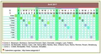 Calendrier 2017 planning horizontal mensuel