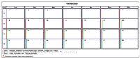 Choisissez les zones des vacances scolaires à afficher dans ce calendrier de février 2011