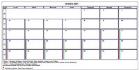 Choisissez les zones des vacances scolaires à afficher dans ce calendrier d'octobre 1971