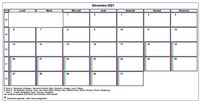 Choisissez les zones des vacances scolaires à afficher dans ce calendrier de décembre 1968