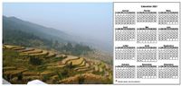 Calendrier 2016 annuel à imprimer, format paysage, une ligne par trimestre, à droite d'une photo