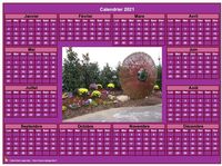 Calendrier 1998 photo annuel à imprimer, fond rose, format paysage, sous-main ou mural