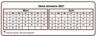 Calendrier 2001 à imprimer bimestriel, format mini de poche, horizontal, fond blanc