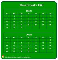 Calendrier 2009 à imprimer bimestriel, format mini de poche, vertical, fond vert