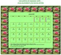 Calendrier 2014 agenda décoratif de mai, cadre avec motifs nénuphars