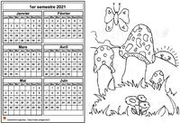 Calendrier 2009 à colorier semestriel, format paysage, pour enfants