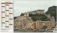 Calendrier 2004 à imprimer trimestriel, format paysage, une colonne par mois, à gauche d'une photo
