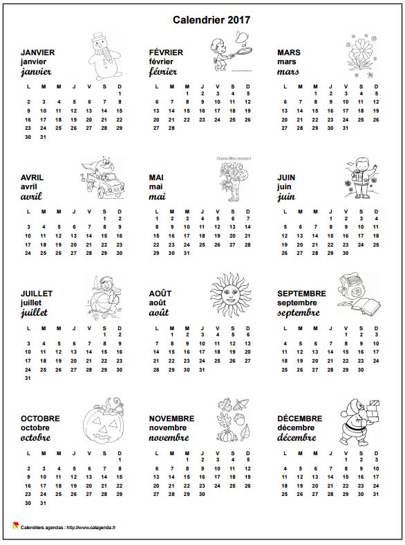 Calendrier 2007 annuel école primaire et maternelle