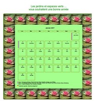 Calendrier 2017 agenda décoratif de février, cadre avec motifs nénuphars