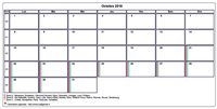 Choisissez les zones des vacances scolaires à afficher dans ce calendrier d'octobre 2018