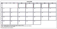 Choisissez les zones des vacances scolaires à afficher dans ce calendrier de janvier 2020