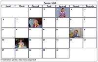 Calendrier de juillet 2020 avec photos d'anniversaires dans les cases
