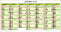 Calendrier semestriel 2021 de sept mois (décembre à juin et juillet à janvier)