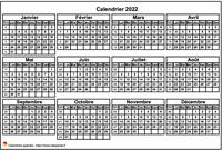 Calendrier 2022 format paysage