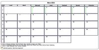 Choisissez les zones des vacances scolaires à afficher dans ce calendrier de mars