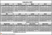 Calendrier format paysage