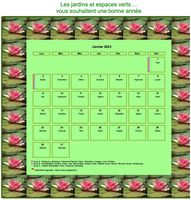 Calendrier 2023 agenda décoratif mensuel, cadre avec motifs nénuphars