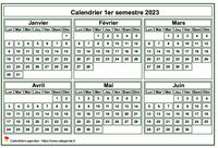 Calendrier 2023 à imprimer, semestriel, format mini de poche, fond blanc