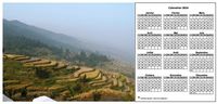 Calendrier 2024 annuel à imprimer, format paysage, une ligne par trimestre, à droite d'une photo