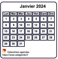 Calendrier mensuel 2024 à imprimer, fond blanc, taille mini, format poche, spécial portefeuille