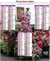 Calendrier 2024 semestriel fête des fleurs à Madère