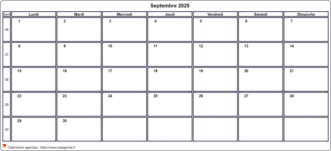 Calendrier septembre 2025 personnalisable avec les vacances scolaires Calendrier septembre 2025 personnalisable avec les vacances scolaires