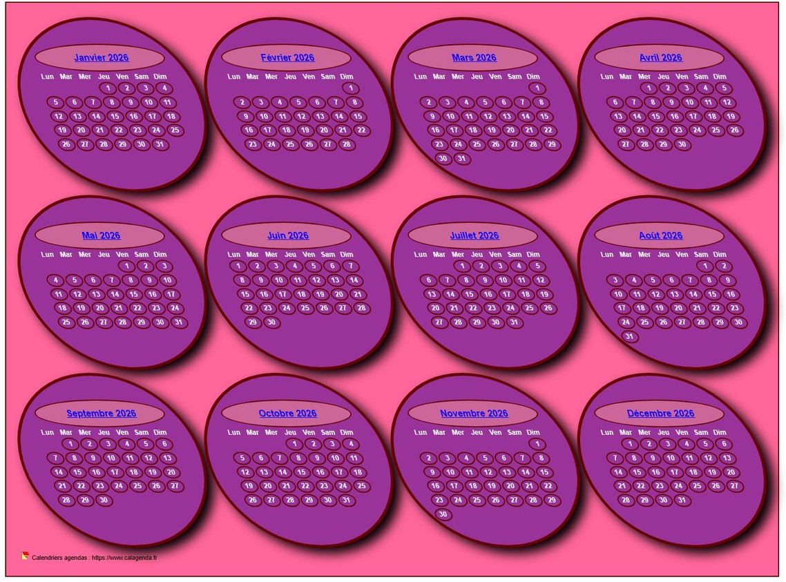Calendrier 2026 annuel 3D, tout en cercles Calendrier 2026 annuel 3D, tout en cercles