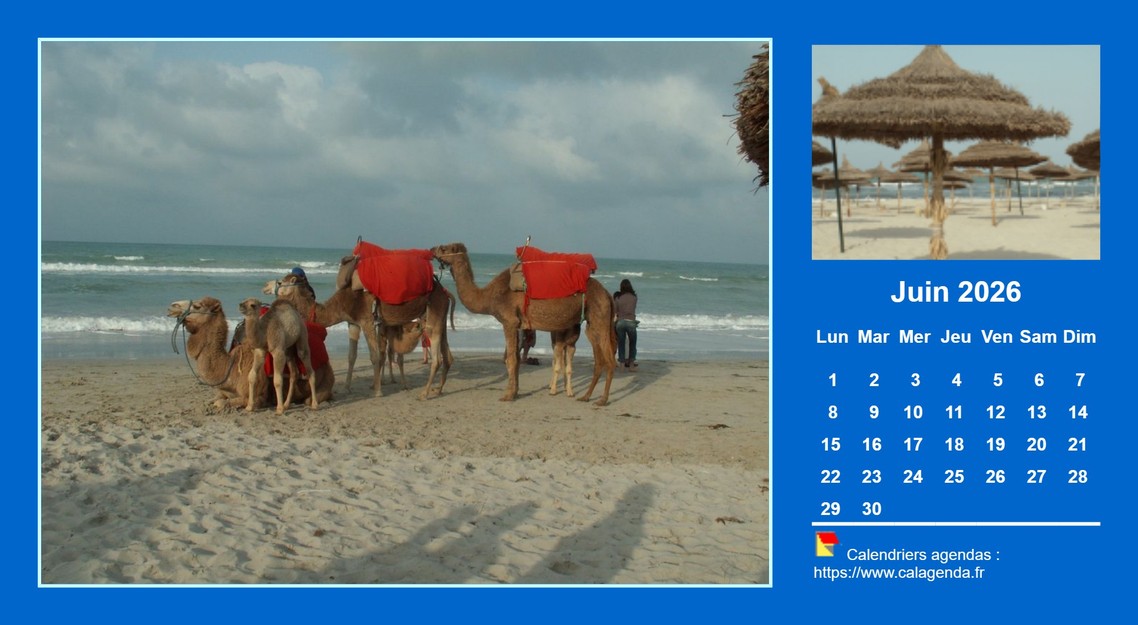 Calendrier mensuel 2026 avec deux photos