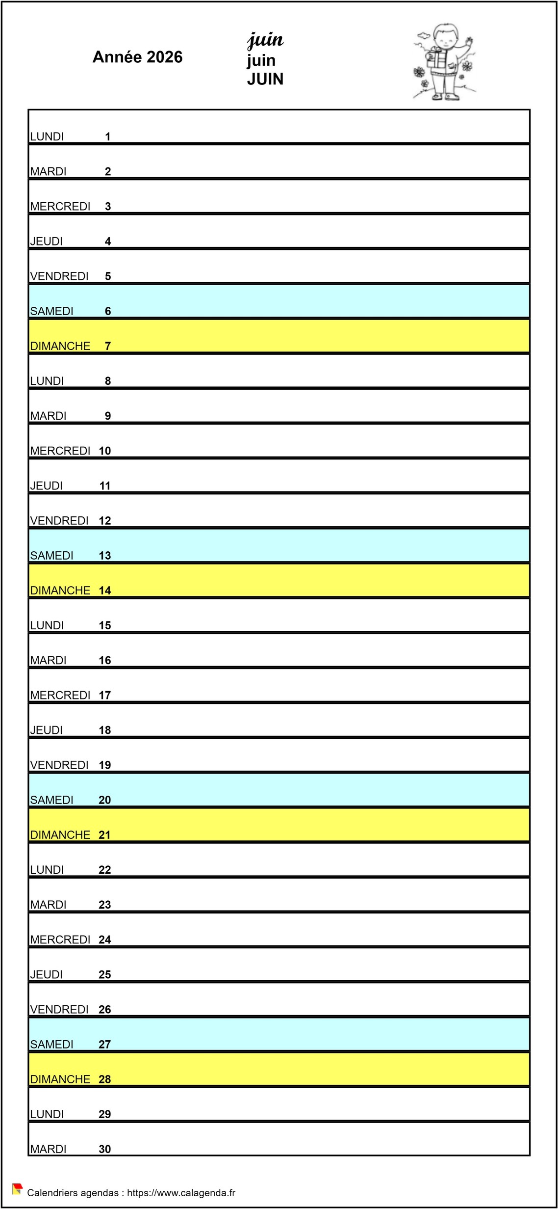 Calendrier mensuel 2026 agenda scolaire école primaire Calendrier mensuel 2026 agenda scolaire école primaire