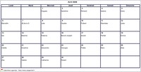 Calendrier mensuel avec les fêtes d