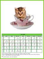 Calendrier d'avril 2026 chats