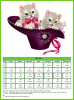 Calendrier de mai 2026 chats
