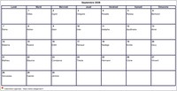 Calendrier de septembre 2026 à imprimer vierge, avec les fêtes