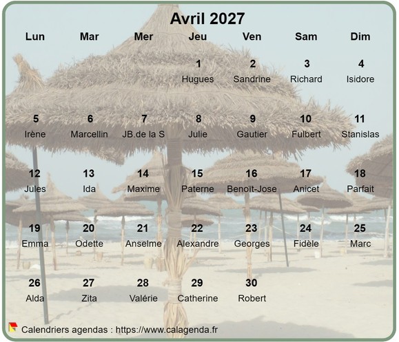 Calendrier mensuel 2027 à imprimer, en transparence sur une photo