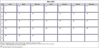 Choisissez les zones des vacances scolaires à afficher dans ce calendrier de mars 2027