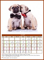 Calendrier d'avril 2027 chiens