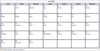 Calendrier de juin 2027 à imprimer vierge, avec les fêtes