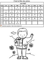Calendrier 2027 à colorier du mois de juin