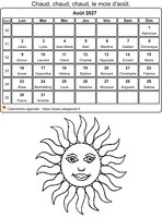 Calendrier 2027 à colorier du mois d'août