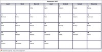 Calendrier de septembre 2027 à imprimer vierge, avec les fêtes