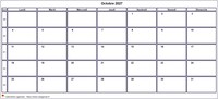 Choisissez les zones des vacances scolaires à afficher dans ce calendrier d'octobre 2027