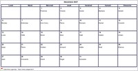 Calendrier de décembre 2027 à imprimer vierge, avec les fêtes