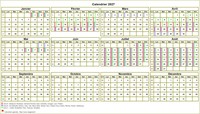 Calendrier 2027 annuel à imprimer, avec les vacances scolaires, format paysage