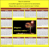 Calendrier 2027 anniversaire