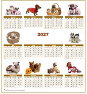 Calendrier 2027 annuel spécial 'chiens' avec 10 photos