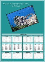 Calendrier 2027 annuel à imprimer avec photo Cinq Terres Italie