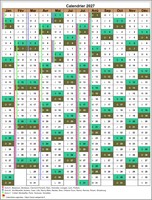 Calendrier 2027 annuel, 12 colonnes, avec les vacances scolaires Calendrier 2027 annuel, 12 colonnes, avec les vacances scolaires