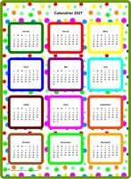Calendrier 2027 annuel en couleurs