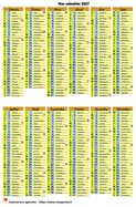 Calendrier de poche annuel de format 10X15