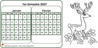 Calendrier 2027 à colorier bimestriel, format paysage, pour enfants